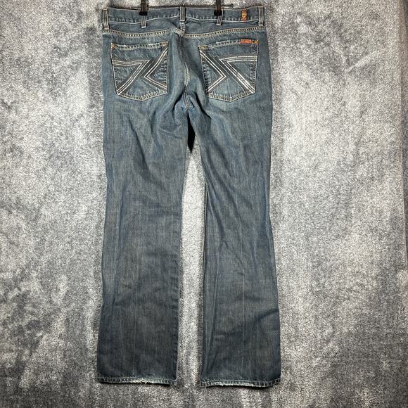 7 For All Mankind Jeans Mens 38 Bootcut Denim Distressed Classic Casual Pants - Picture 2 of 10